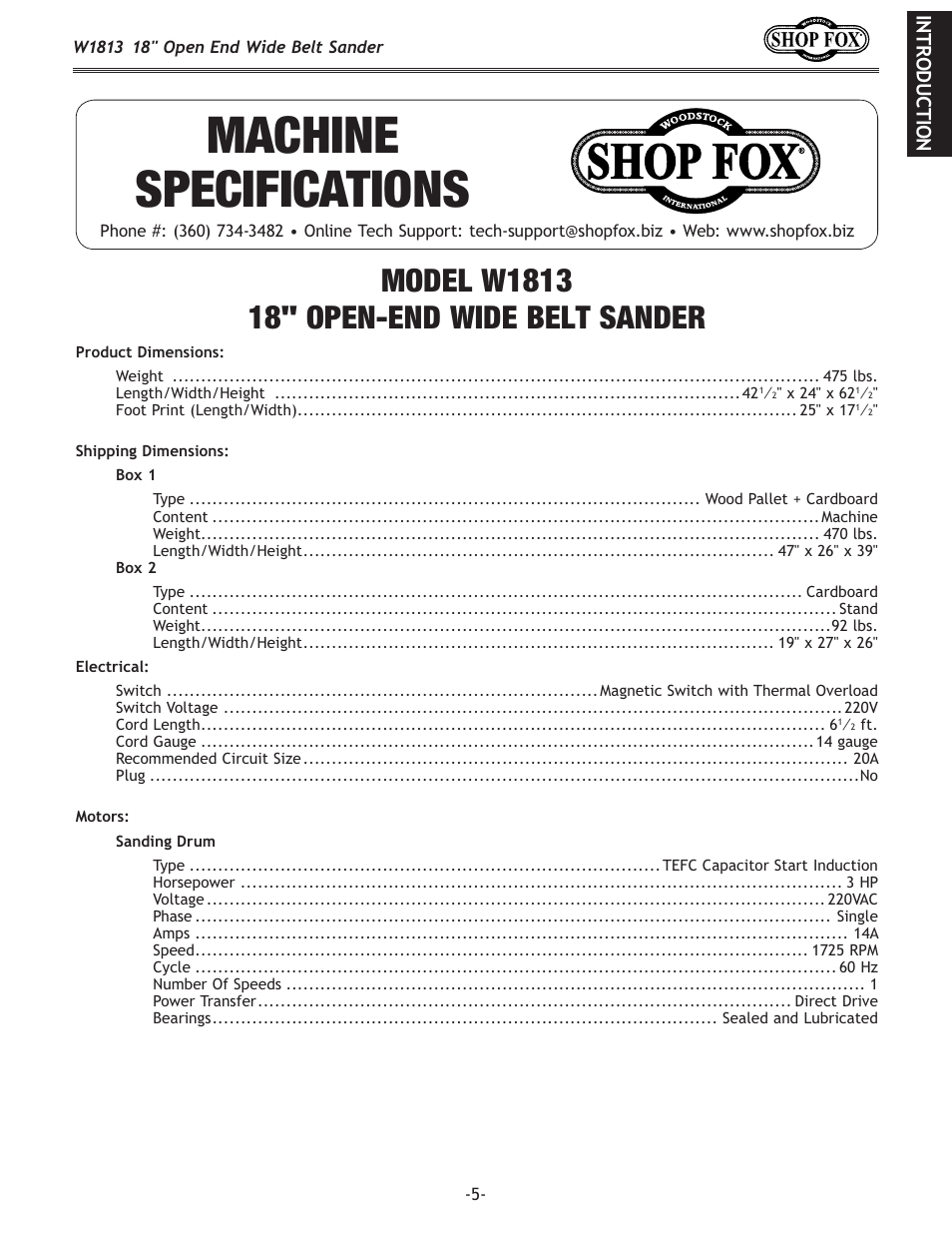Woodstock SHOPFOX W1813 User Manual | Page 7 / 56