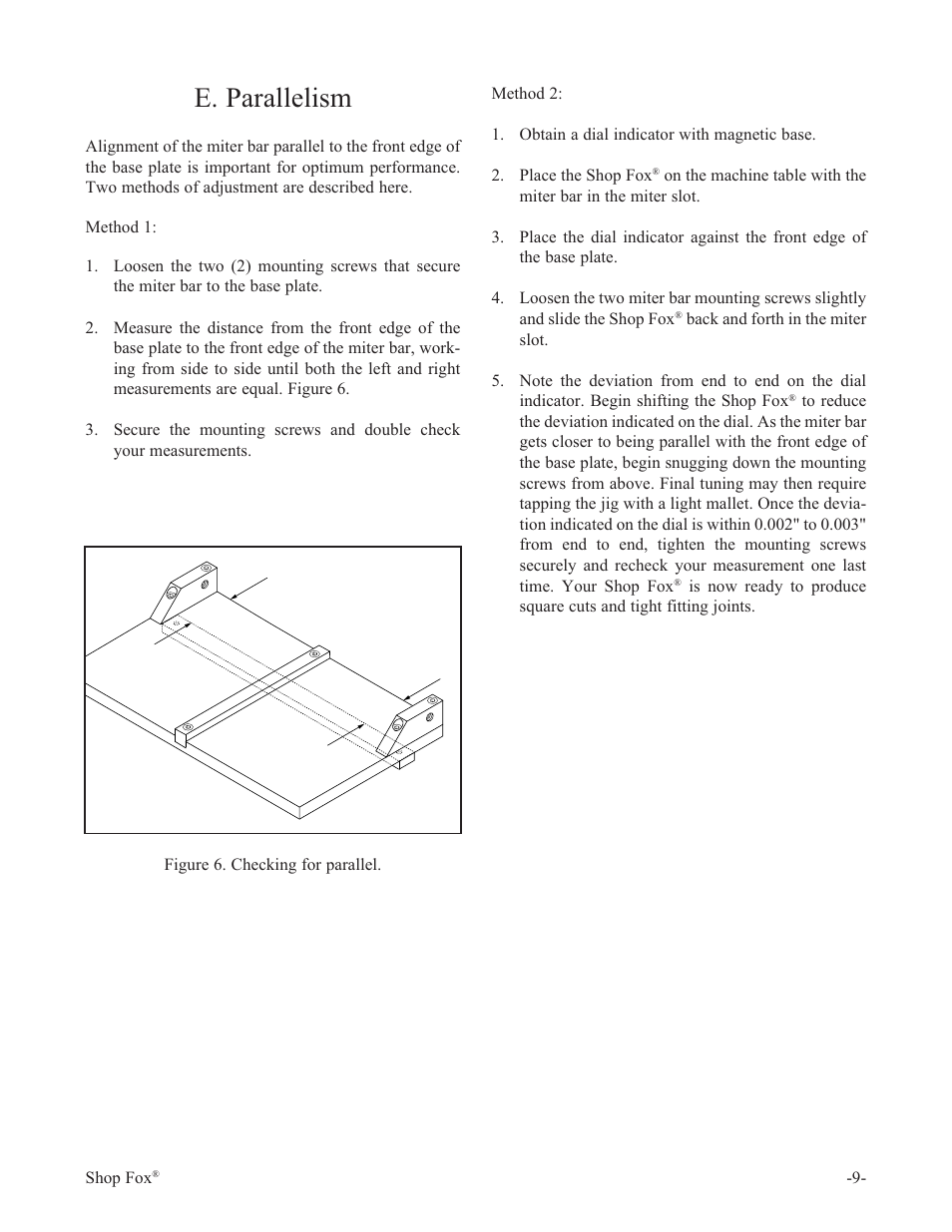 E. parallelism | Woodstock THE SHOP FOX W1500 User Manual | Page 10 / 21