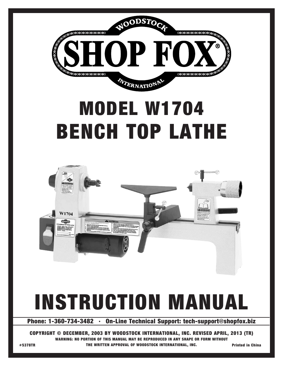 Woodstock SHOP FOX W1704 User Manual | 32 pages