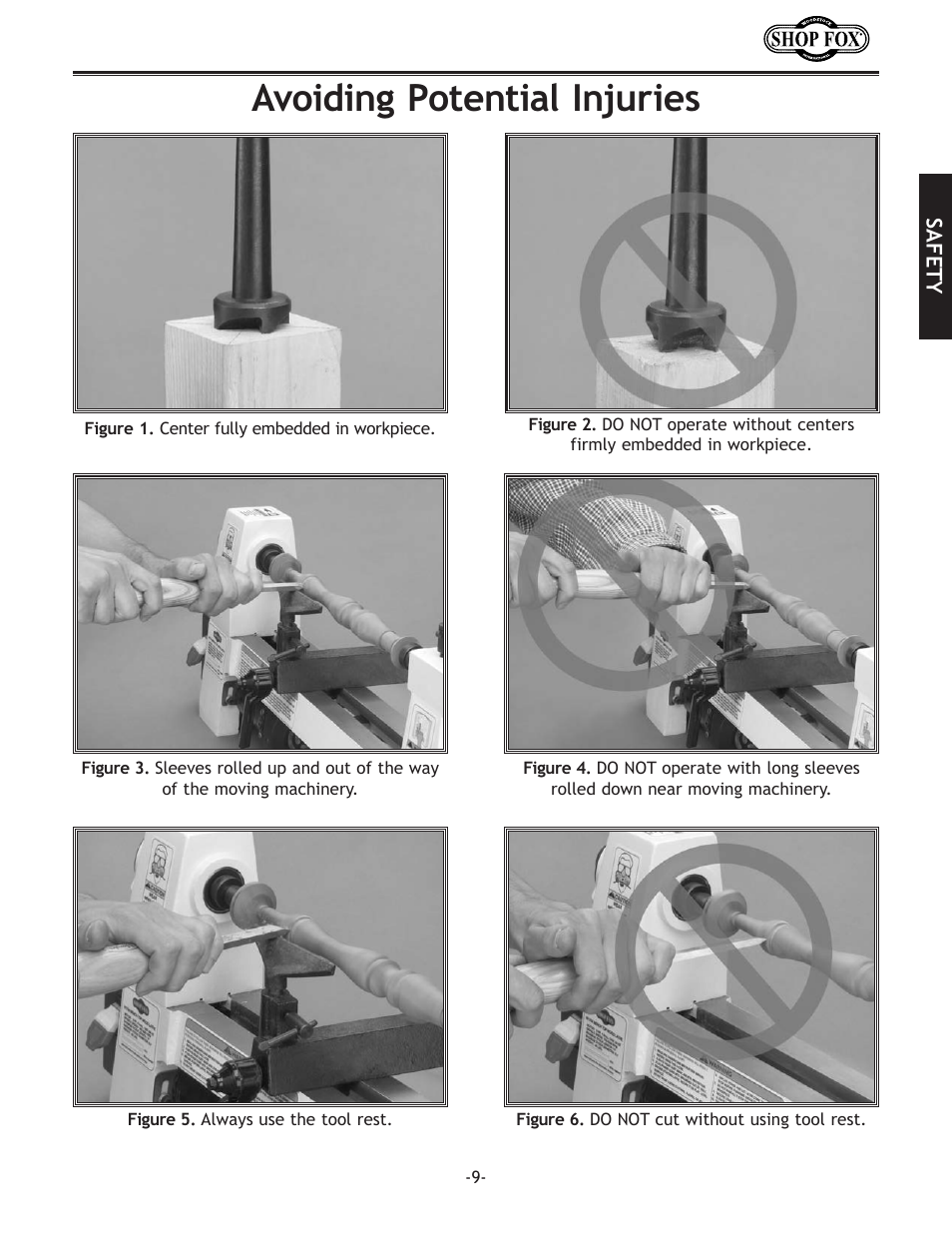 Avoiding potential injuries | Woodstock SHOP FOX W1704 User Manual | Page 11 / 32