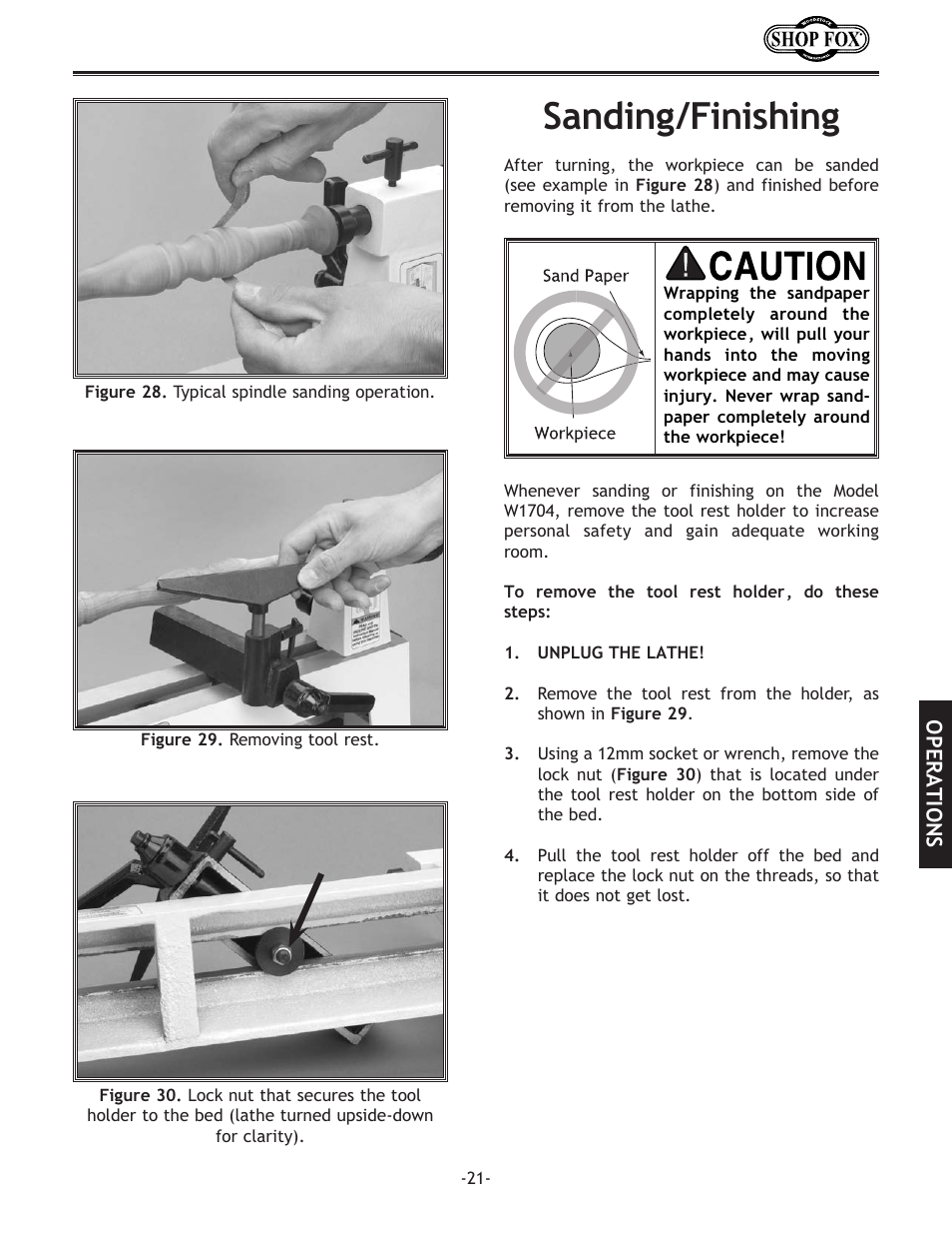 Sanding/finishing | Woodstock SHOP FOX W1704 User Manual | Page 23 / 32