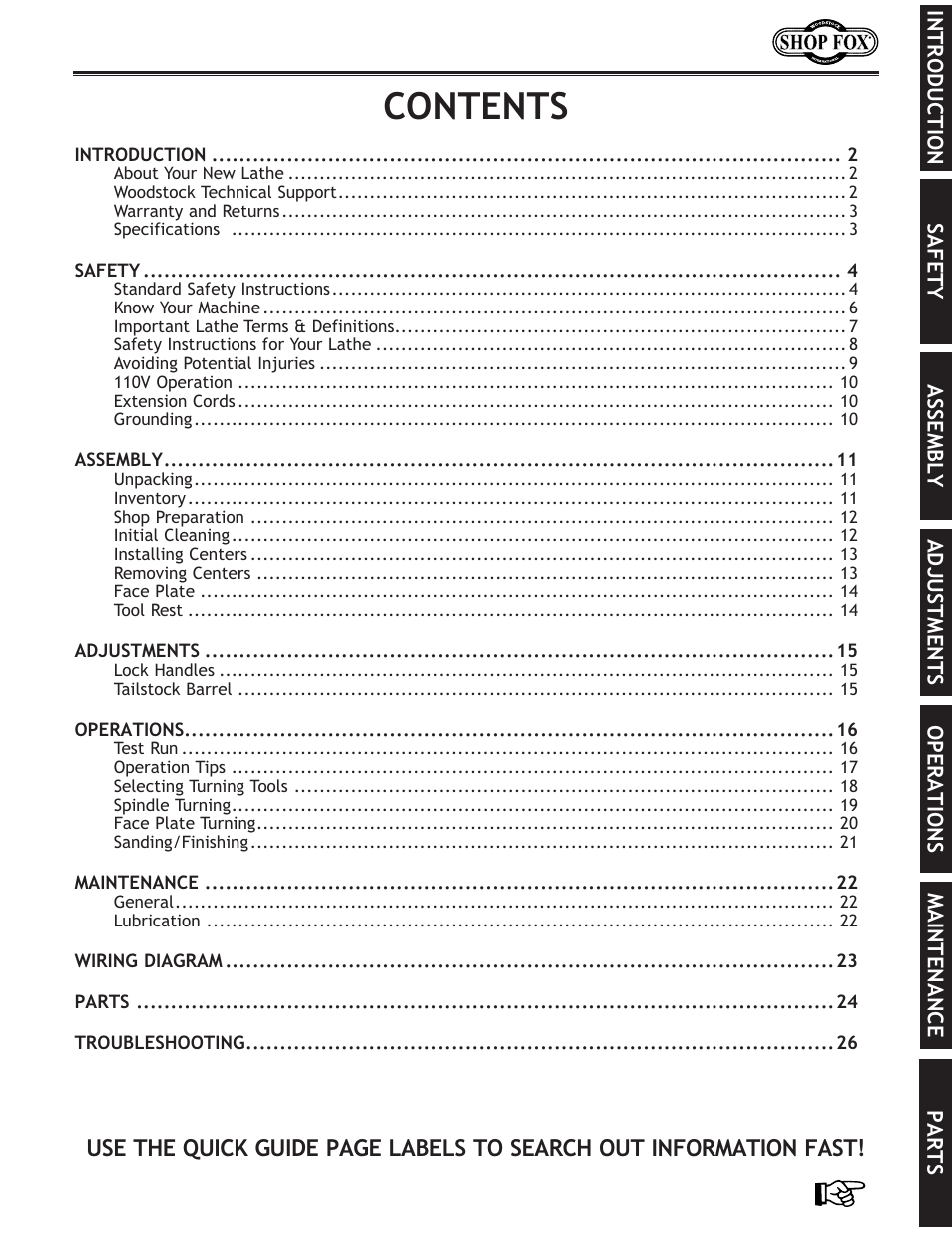 Woodstock SHOP FOX W1704 User Manual | Page 3 / 32