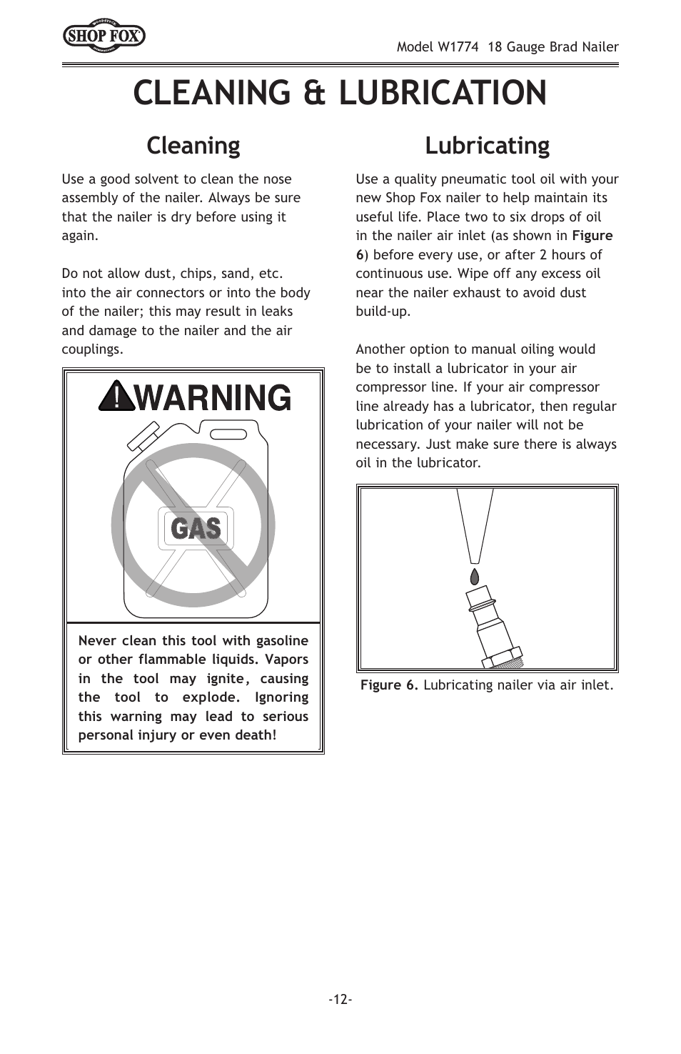 Cleaning & lubrication, Cleaning, Lubricating | Woodstock W1774 User Manual | Page 14 / 20