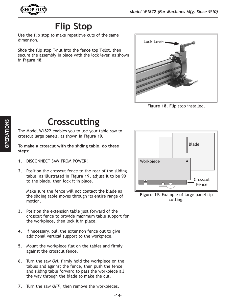 Crosscutting, Flip stop | Woodstock W1822 User Manual | Page 16 / 24