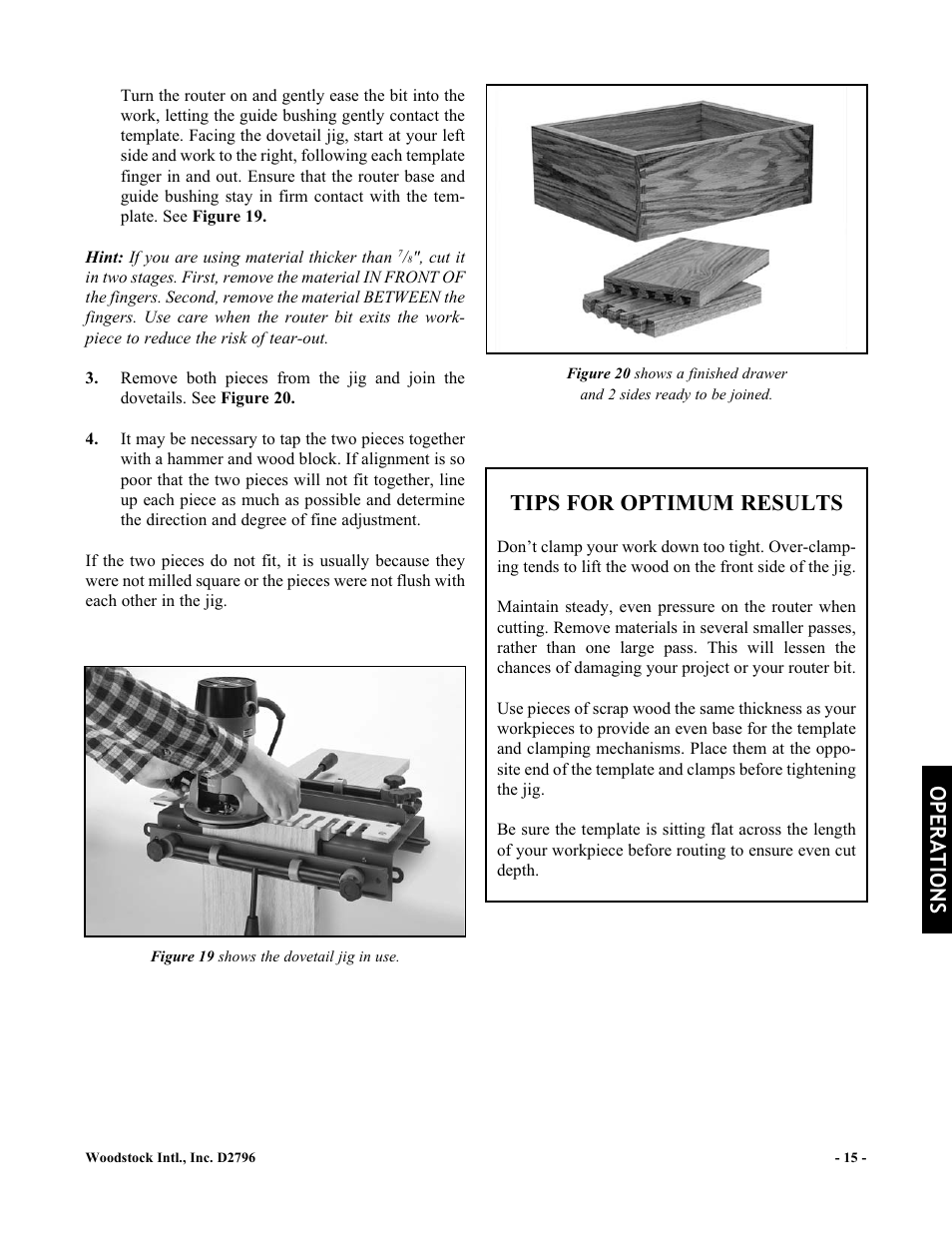 Tips for optimum results, Operations | Woodstock D2796 User Manual | Page 17 / 25