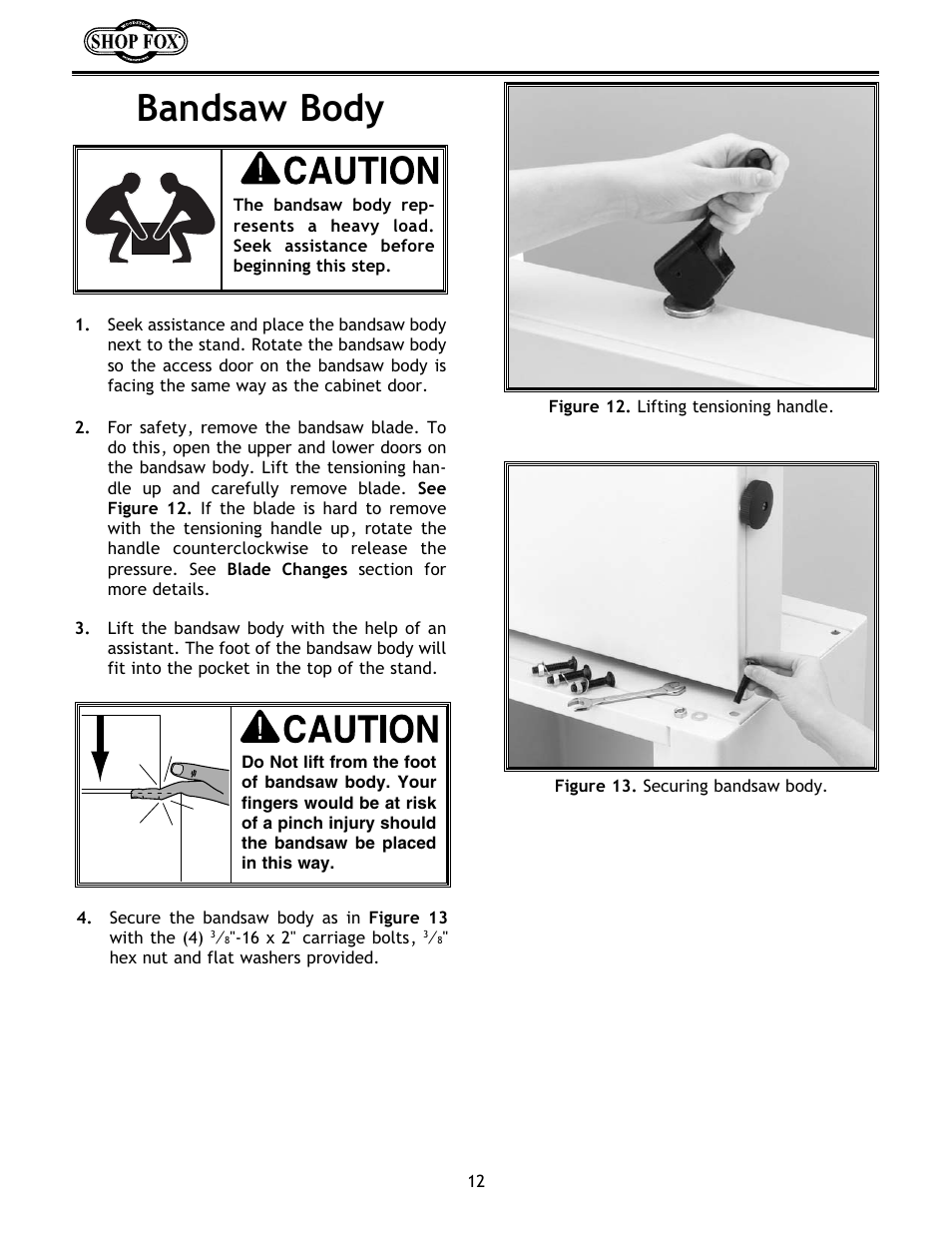 Bandsaw body | Woodstock W1672 User Manual | Page 13 / 45