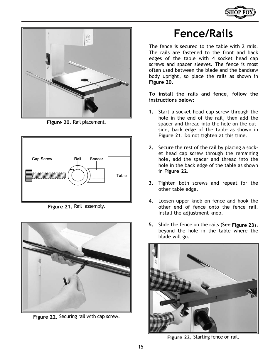 Fence/rails | Woodstock W1672 User Manual | Page 16 / 45