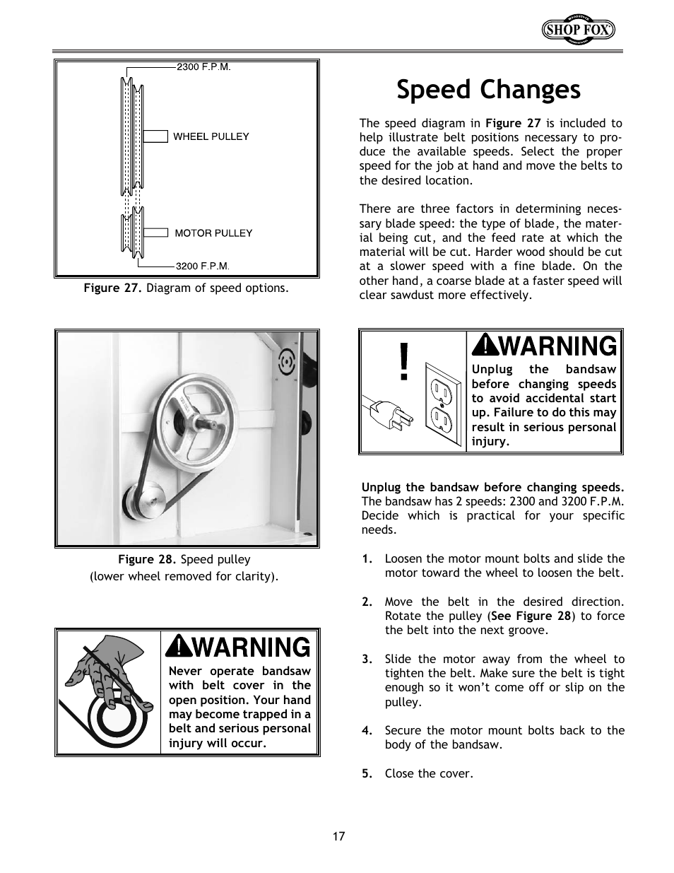 Speed changes | Woodstock W1672 User Manual | Page 18 / 45