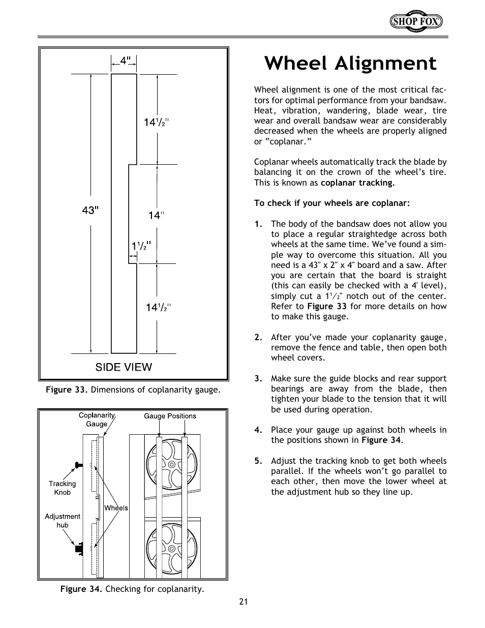Wheel alignment | Woodstock W1672 User Manual | Page 22 / 45