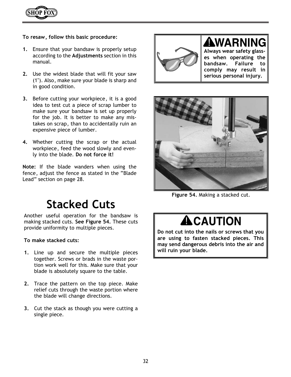 Stacked cuts | Woodstock W1672 User Manual | Page 33 / 45