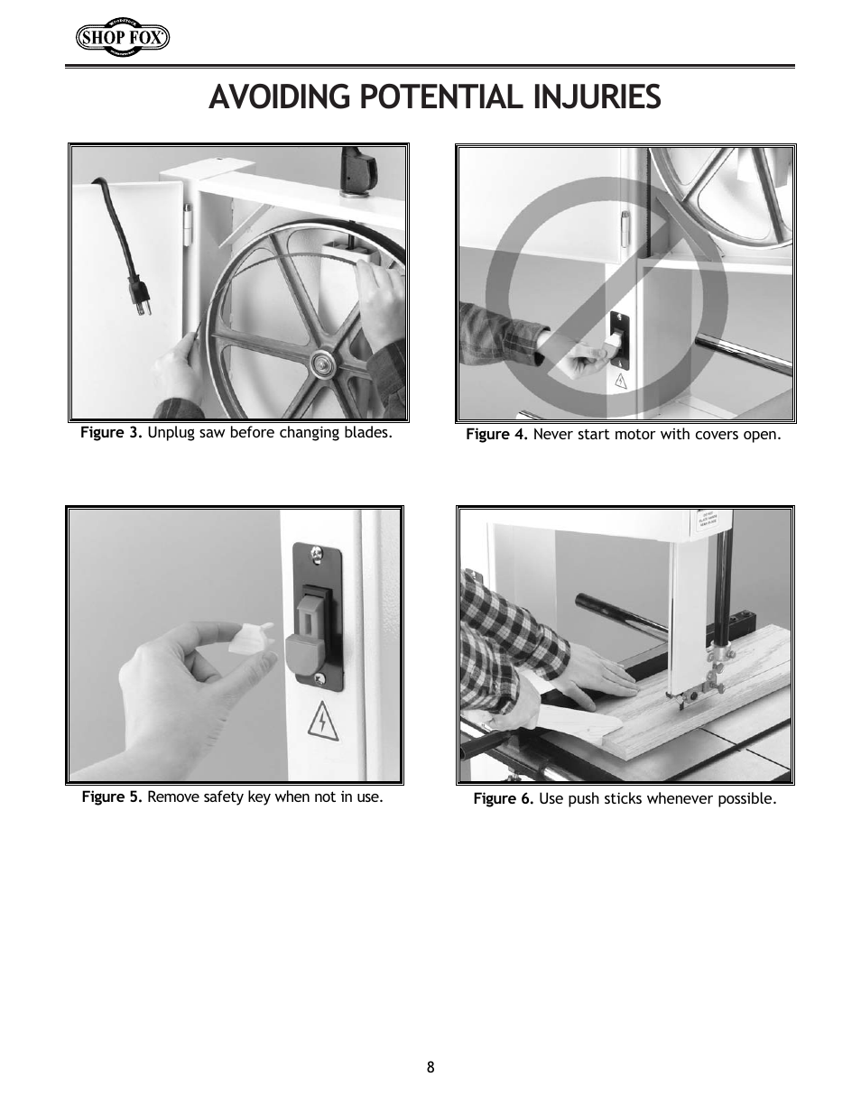 Avoiding potential injuries | Woodstock W1672 User Manual | Page 9 / 45