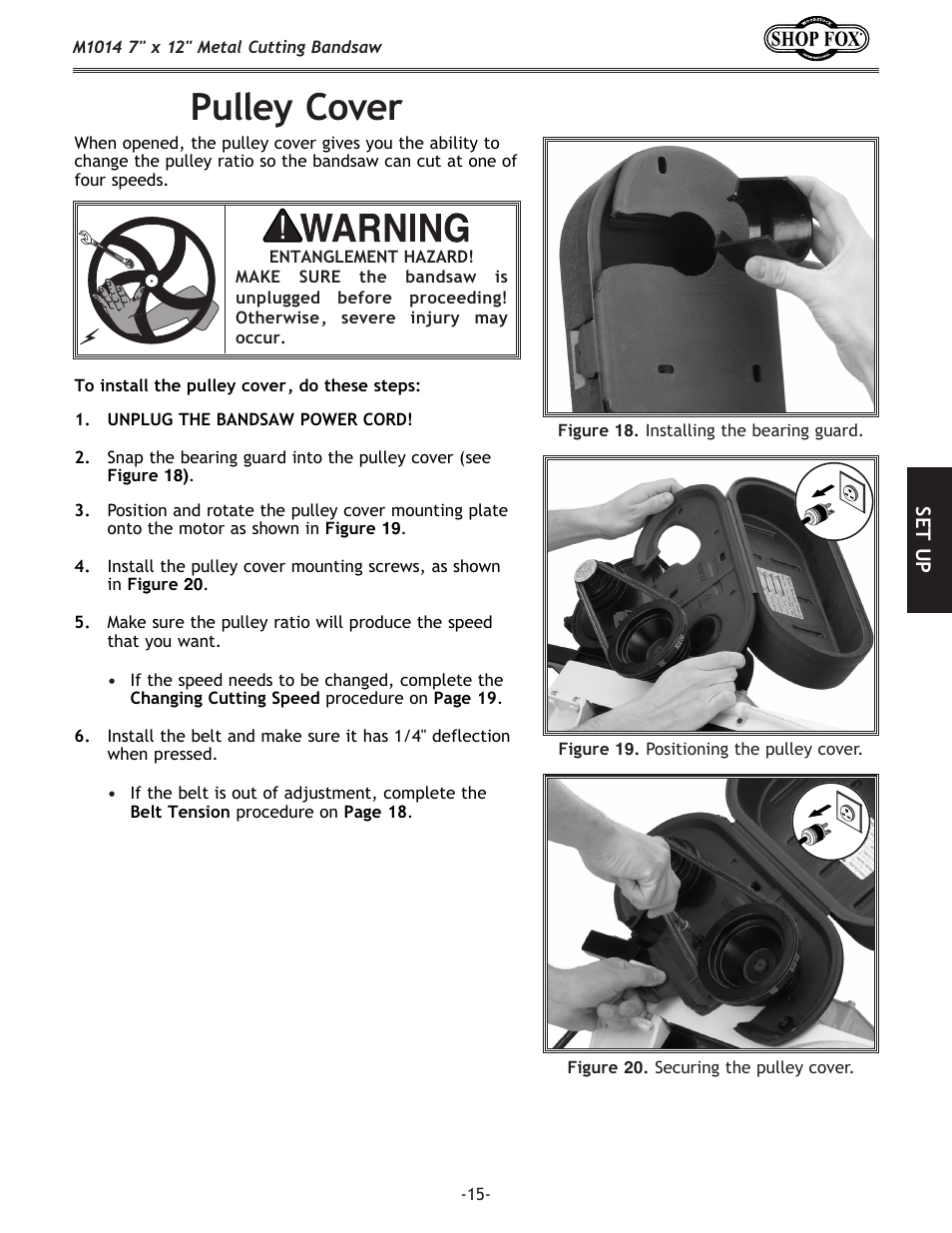 Pulley cover | Woodstock SHOP FOX M1014 User Manual | Page 17 / 52