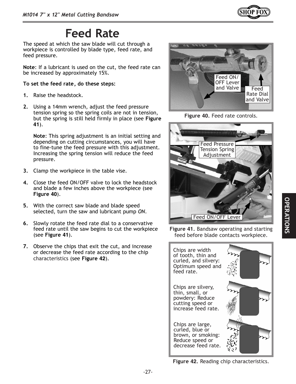 Feed rate | Woodstock SHOP FOX M1014 User Manual | Page 29 / 52