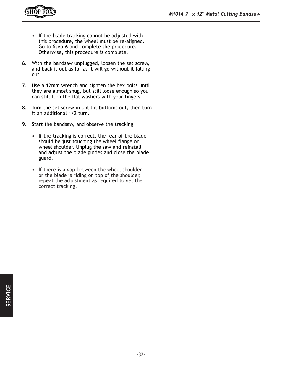 Woodstock SHOP FOX M1014 User Manual | Page 34 / 52