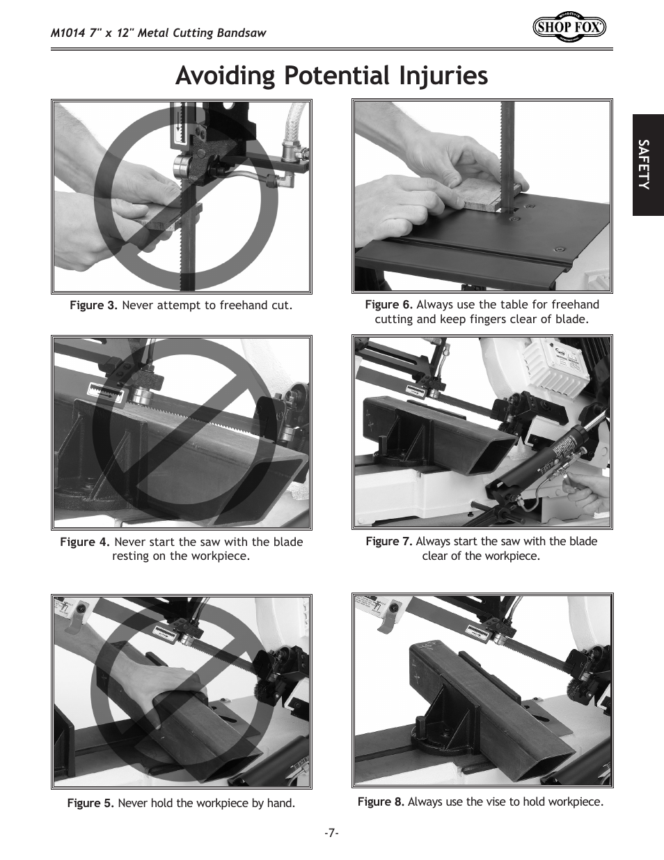 Avoiding potential injuries | Woodstock SHOP FOX M1014 User Manual | Page 9 / 52