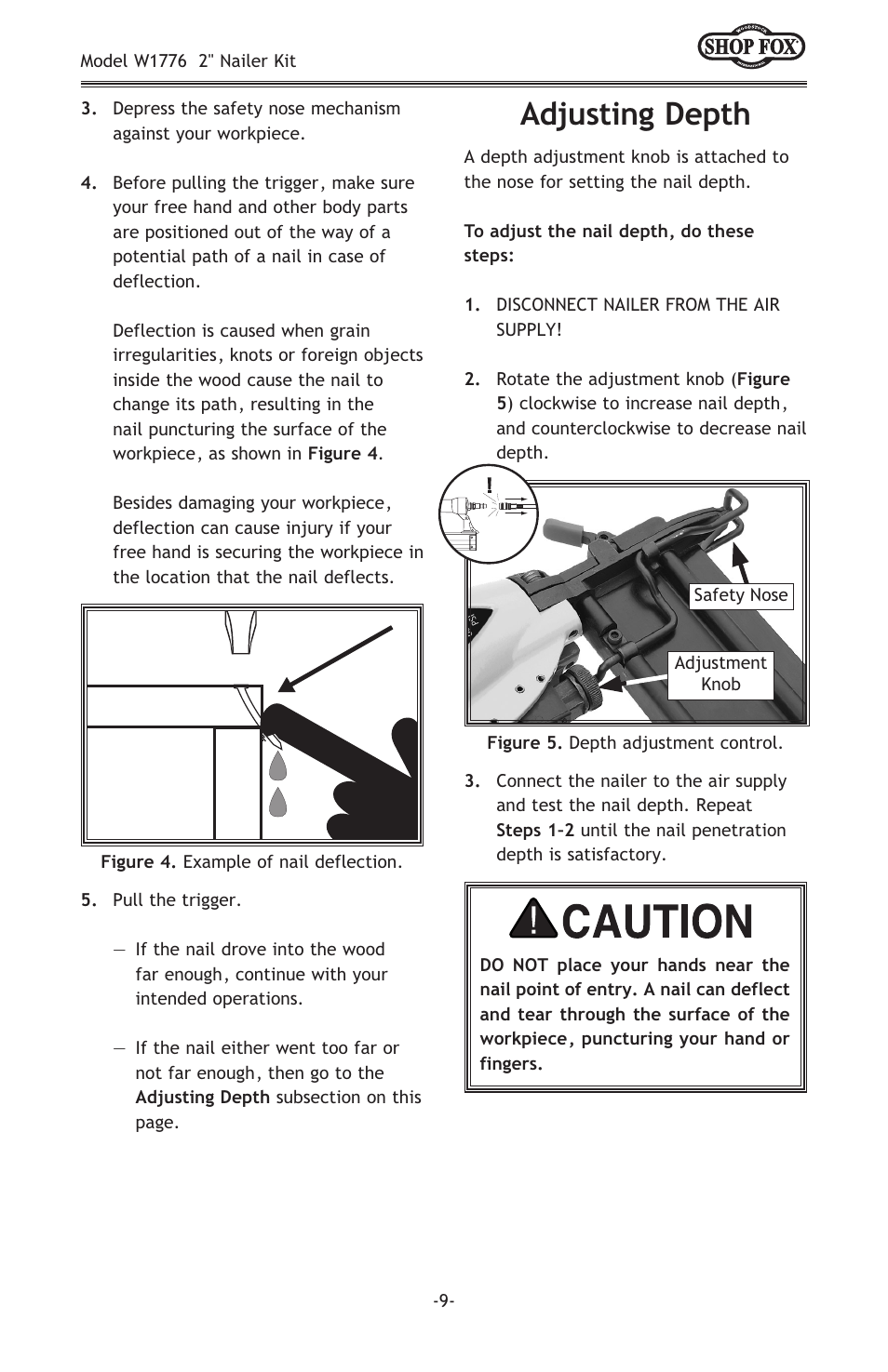 Adjusting depth | Woodstock W1776 User Manual | Page 11 / 20