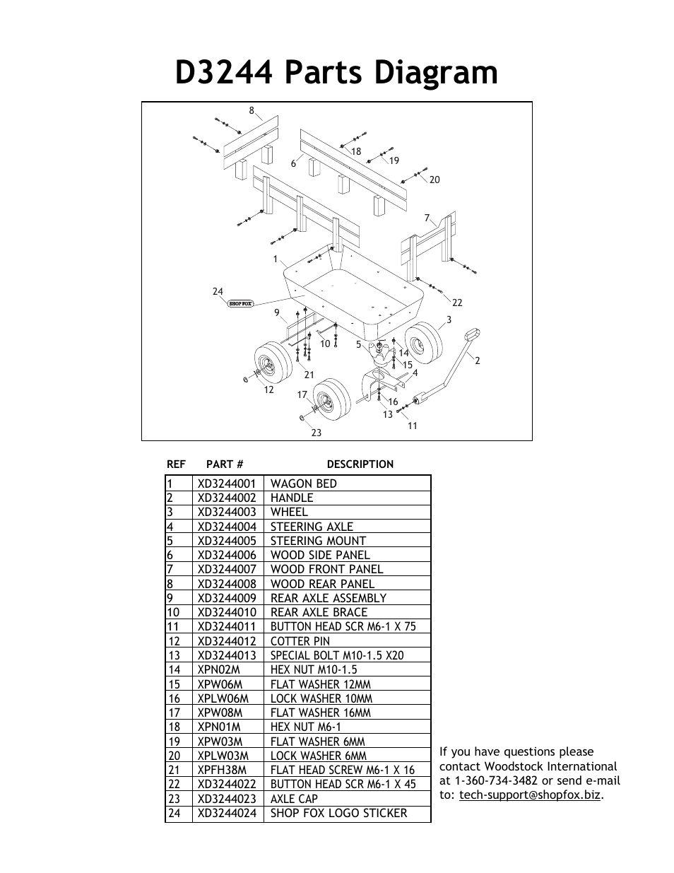 D3244 parts diagram | Woodstock D3244 User Manual | Page 2 / 2