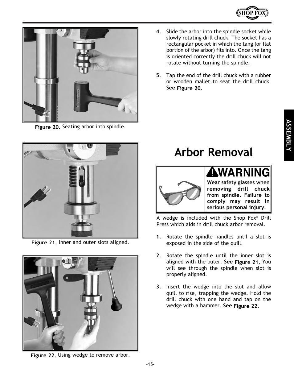 Arbor removal | Woodstock SHOP FOX W1680 User Manual | Page 16 / 29