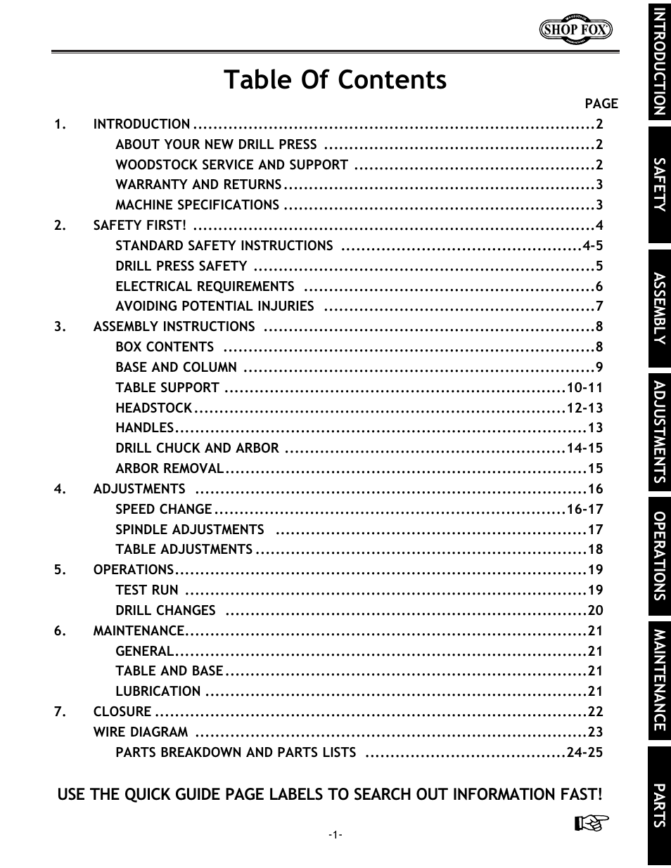 Woodstock SHOP FOX W1680 User Manual | Page 2 / 29