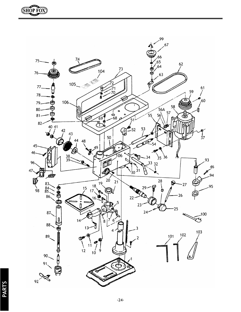 Parts | Woodstock SHOP FOX W1680 User Manual | Page 25 / 29