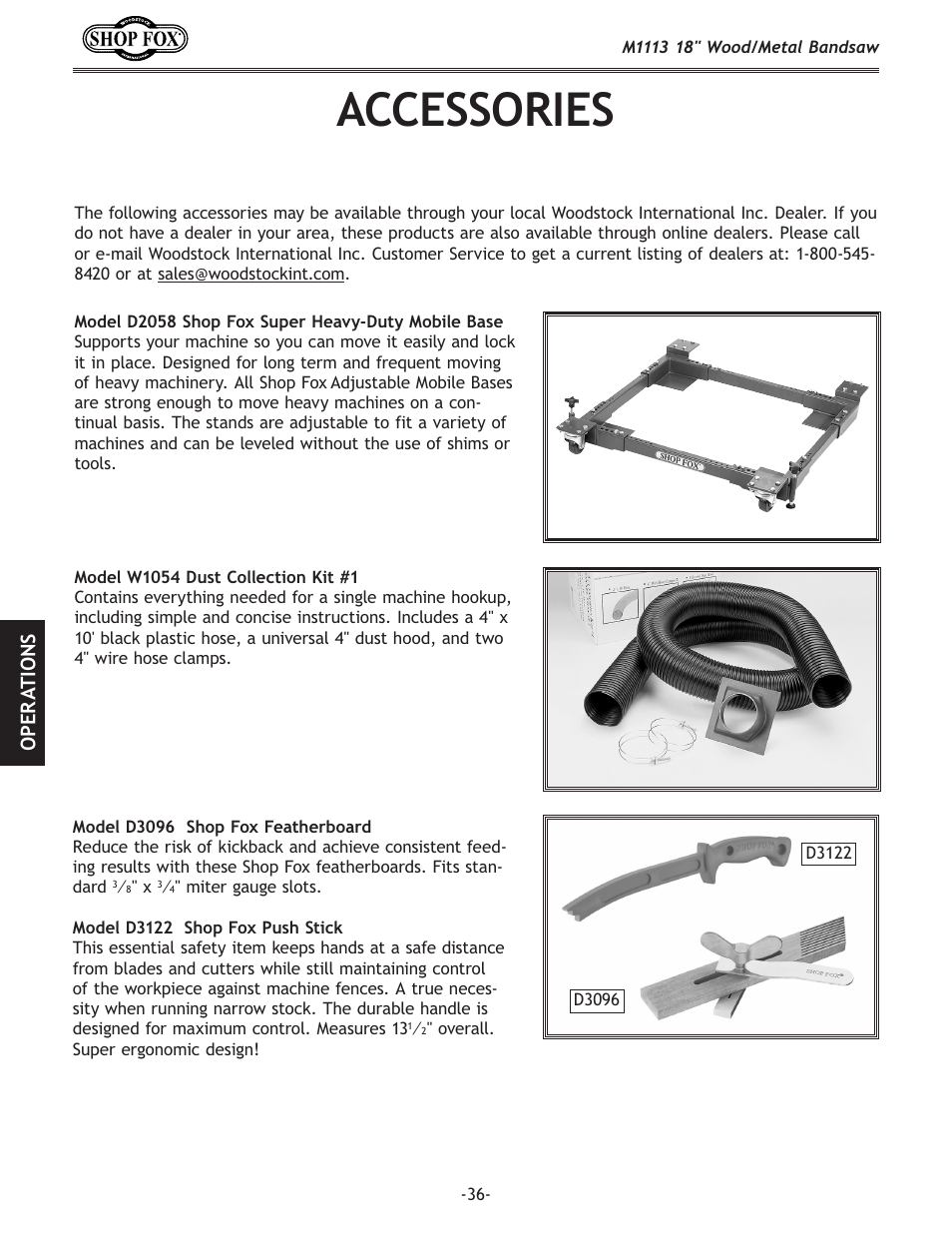 Accessories | Woodstock M1113 User Manual | Page 38 / 60