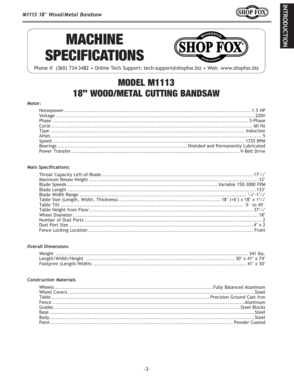 Woodstock M1113 User Manual | Page 5 / 60