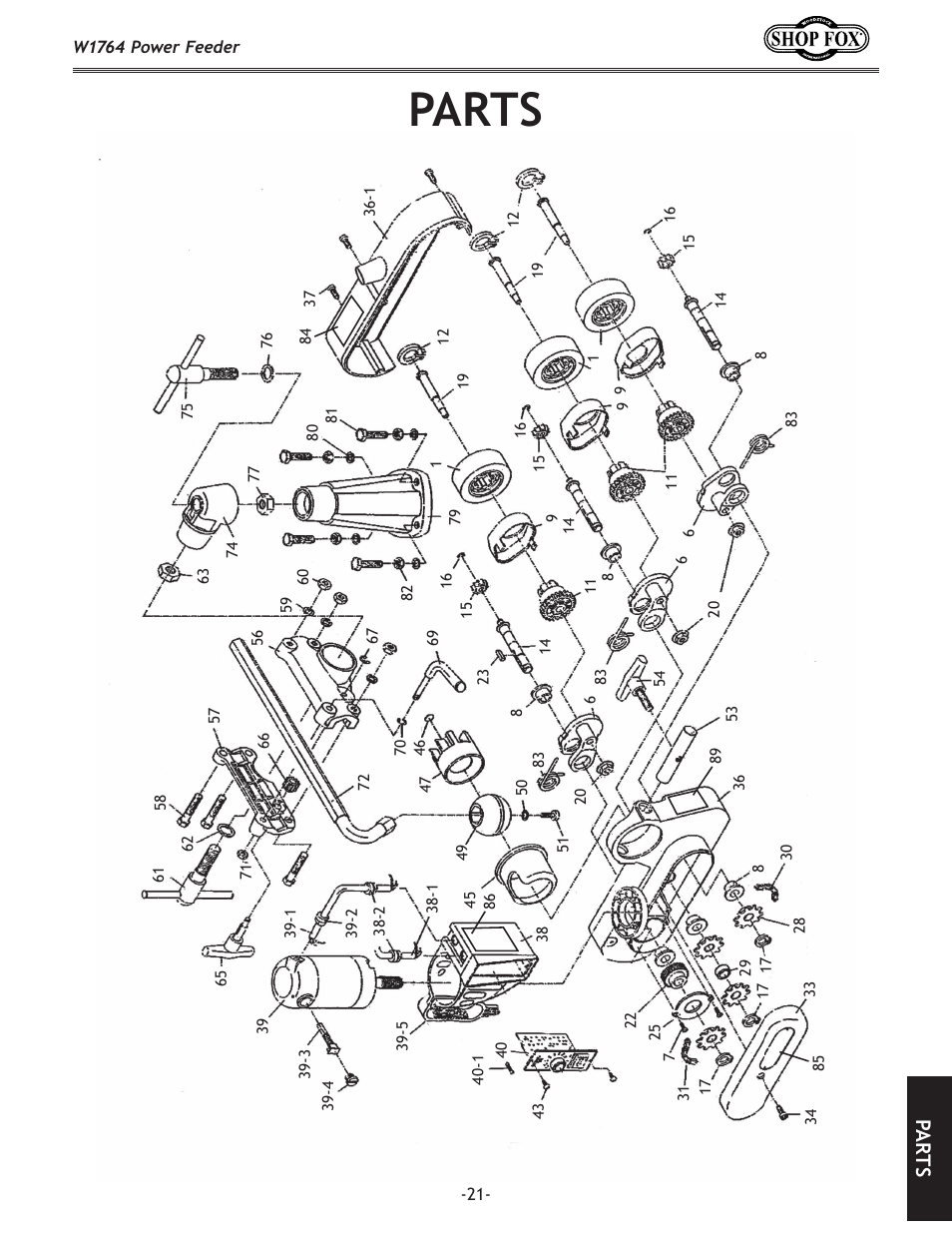 Parts, Pa rt s | Woodstock W1764 User Manual | Page 23 / 28