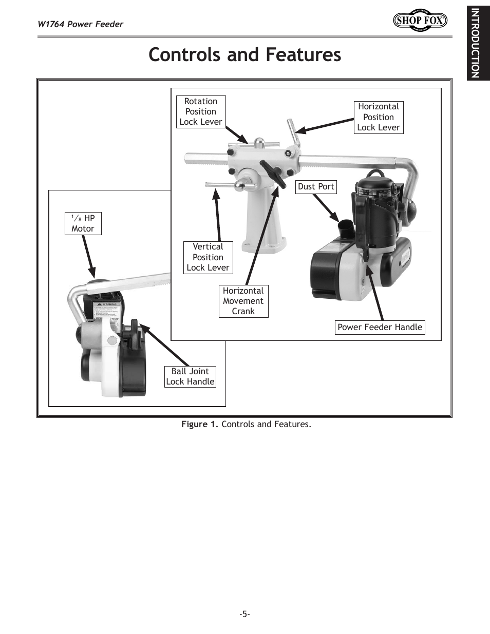 Controls and features | Woodstock W1764 User Manual | Page 7 / 28