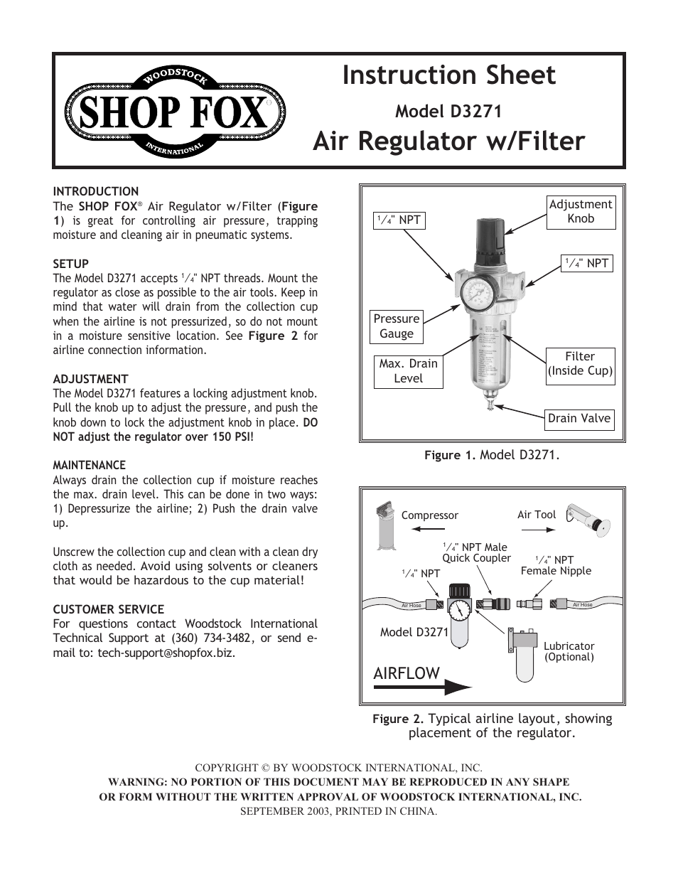 Woodstock SHOP FOX D3271 User Manual | 2 pages