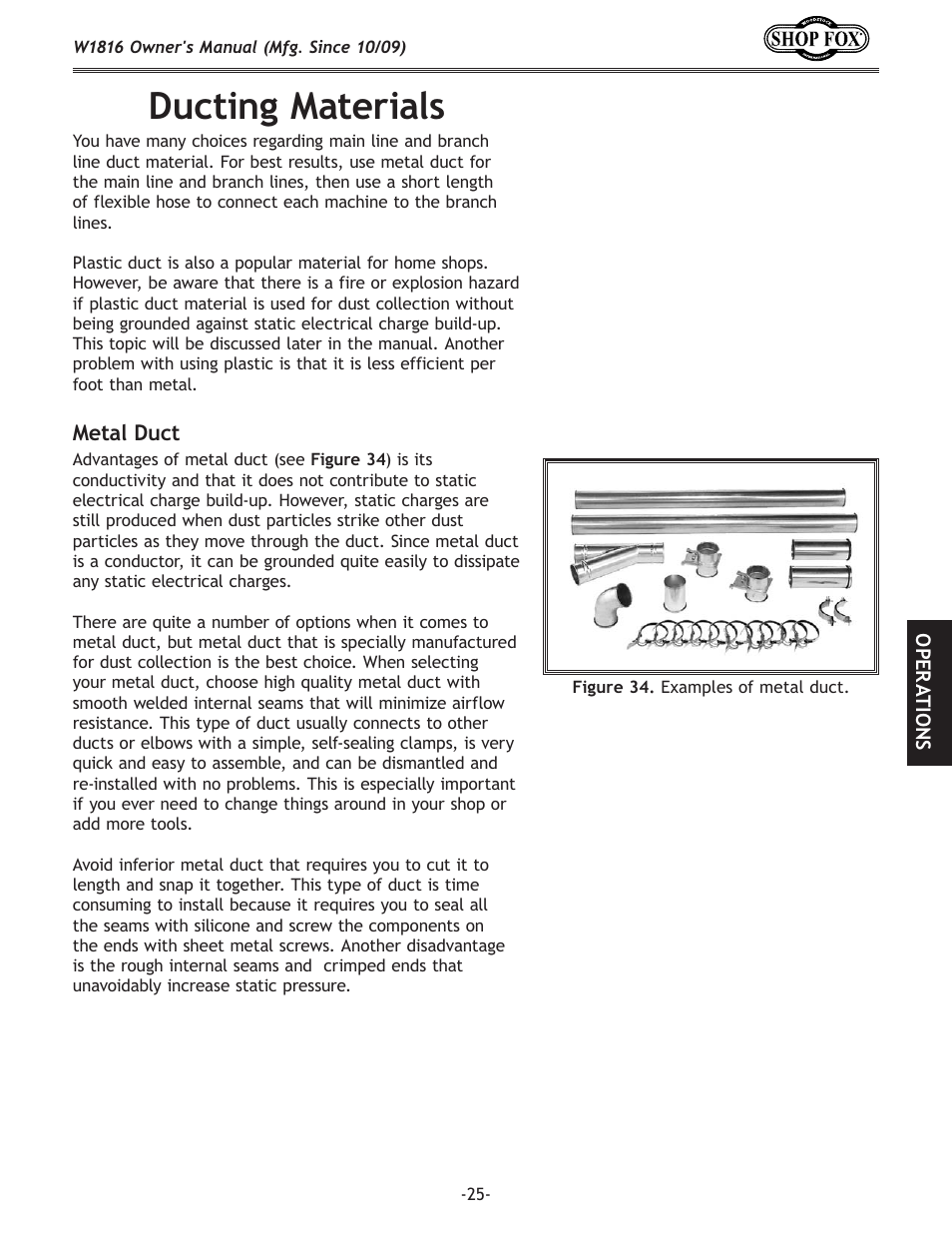 Ducting materials | Woodstock SHOP FOX W1816 User Manual | Page 27 / 52