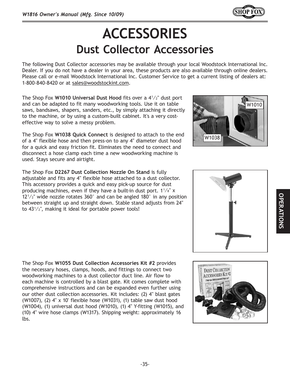 Accessories, Dust collector accessories | Woodstock SHOP FOX W1816 User Manual | Page 37 / 52