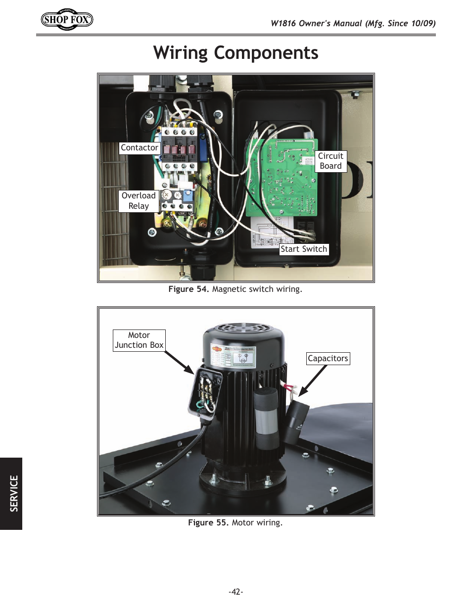 Wiring components | Woodstock SHOP FOX W1816 User Manual | Page 44 / 52