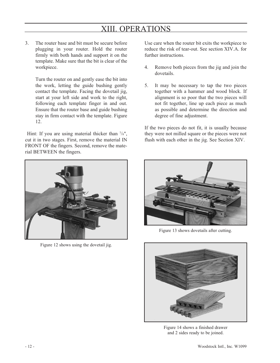 Xiii. operations | Woodstock W1099 User Manual | Page 13 / 21