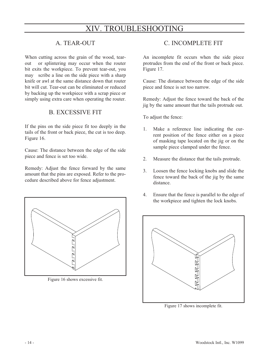 Xiv. troubleshooting | Woodstock W1099 User Manual | Page 15 / 21