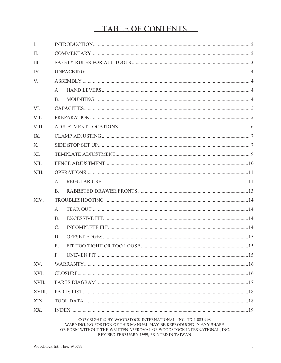 Woodstock W1099 User Manual | Page 2 / 21
