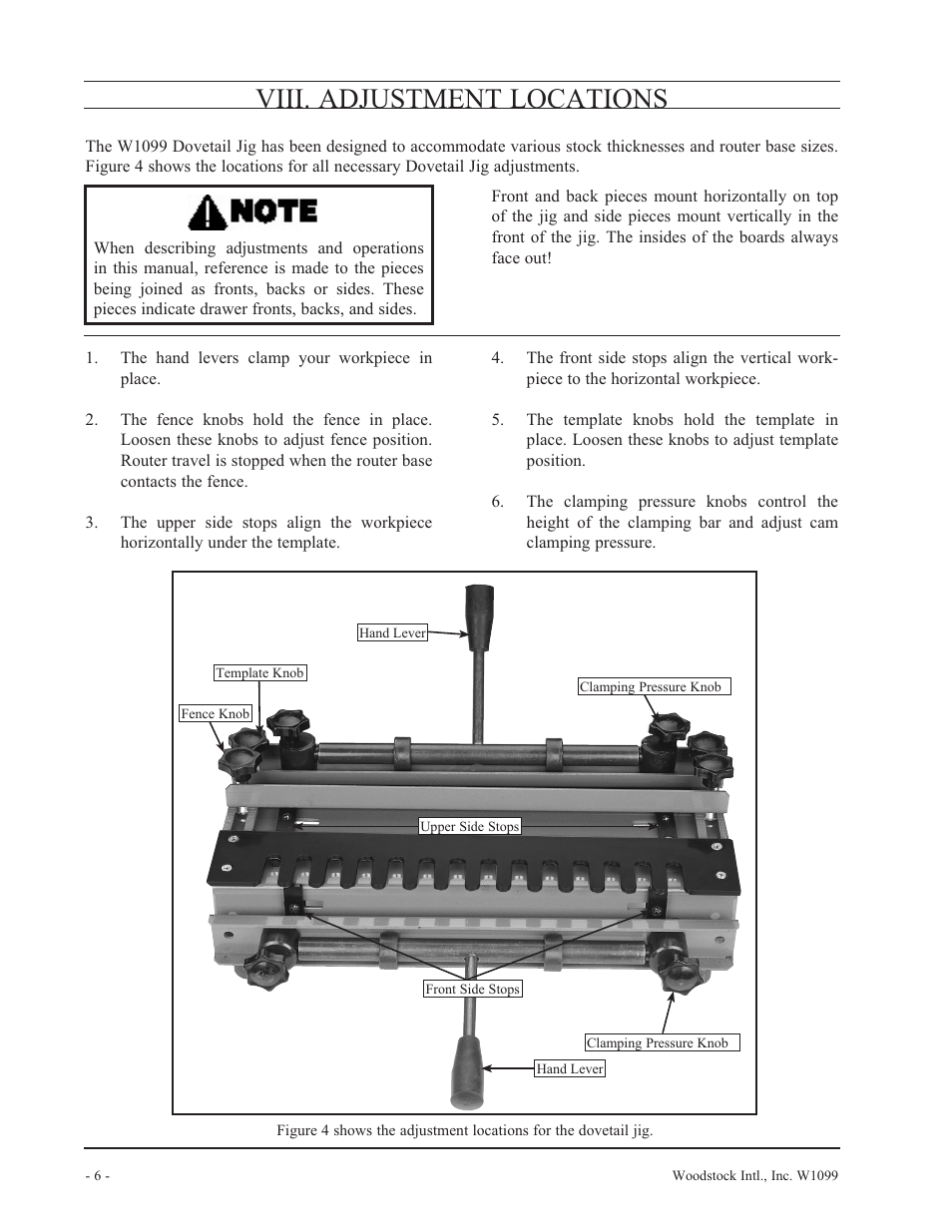 Viii. adjustment locations | Woodstock W1099 User Manual | Page 7 / 21