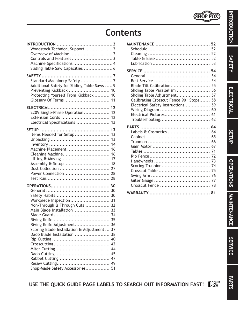 Fek\ekj | Woodstock W1811 User Manual | Page 3 / 84