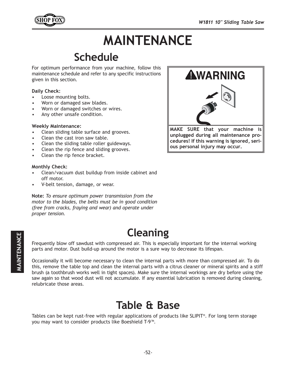 D8@ek<e8e, Kxyc\9xj, C\xe`e | Jz_\[lc | Woodstock W1811 User Manual | Page 54 / 84