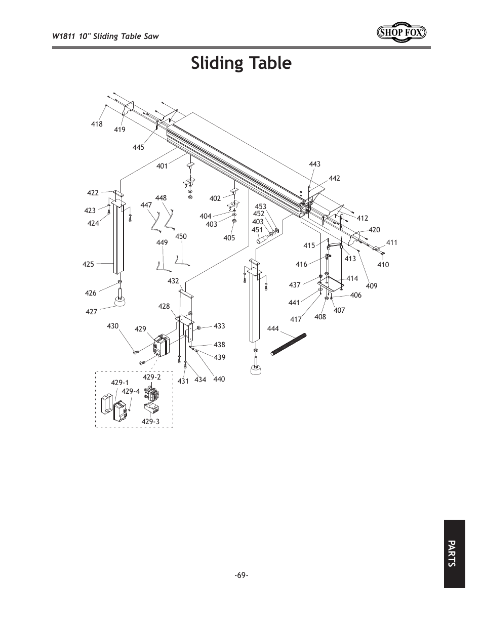 Sliding table | Woodstock W1811 User Manual | Page 71 / 84