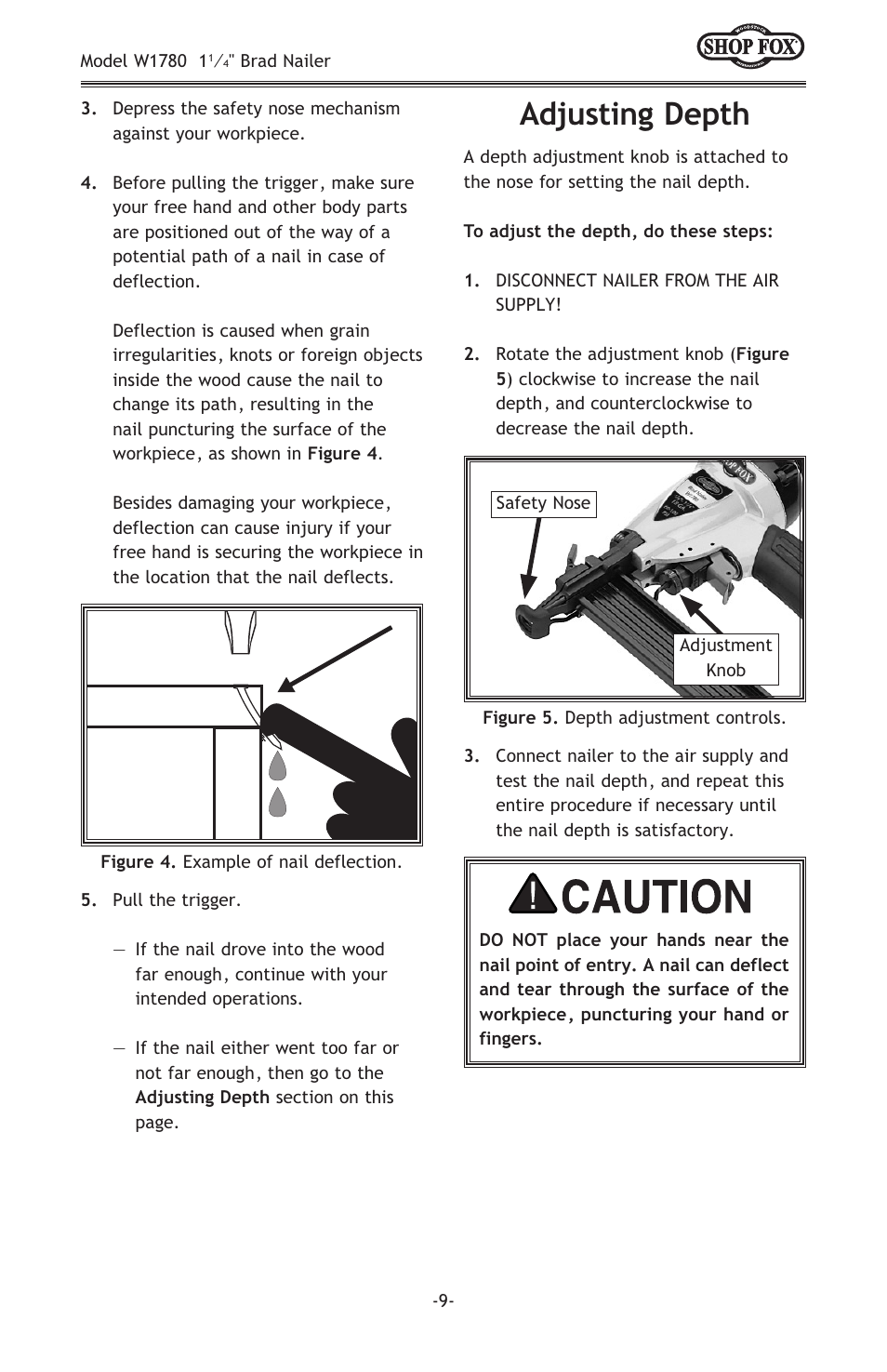 Adjusting depth | Woodstock W1780 User Manual | Page 11 / 20