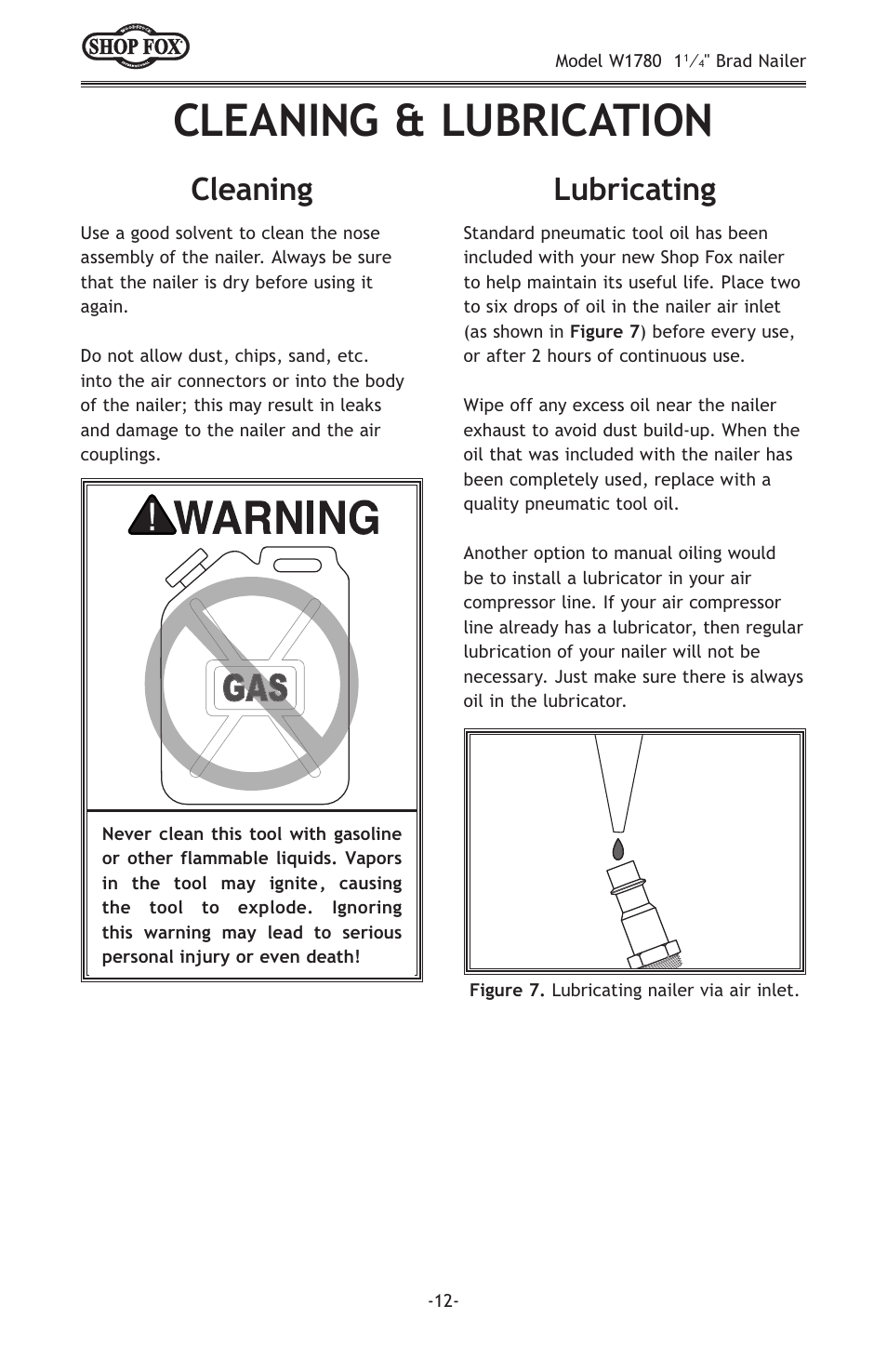Cleaning & lubrication, Cleaning, Lubricating | Woodstock W1780 User Manual | Page 14 / 20