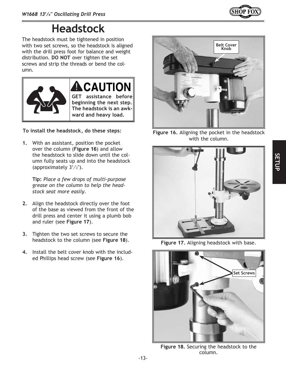 Headstock | Woodstock W1668 User Manual | Page 15 / 40