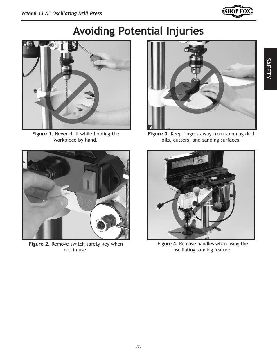 Avoiding potential injuries | Woodstock W1668 User Manual | Page 9 / 40