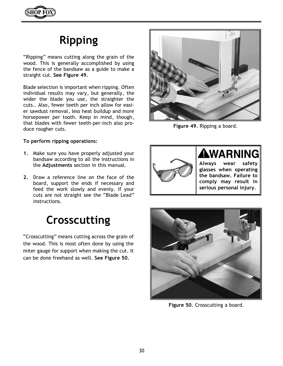 Ripping, Crosscutting | Woodstock W1673 User Manual | Page 31 / 45