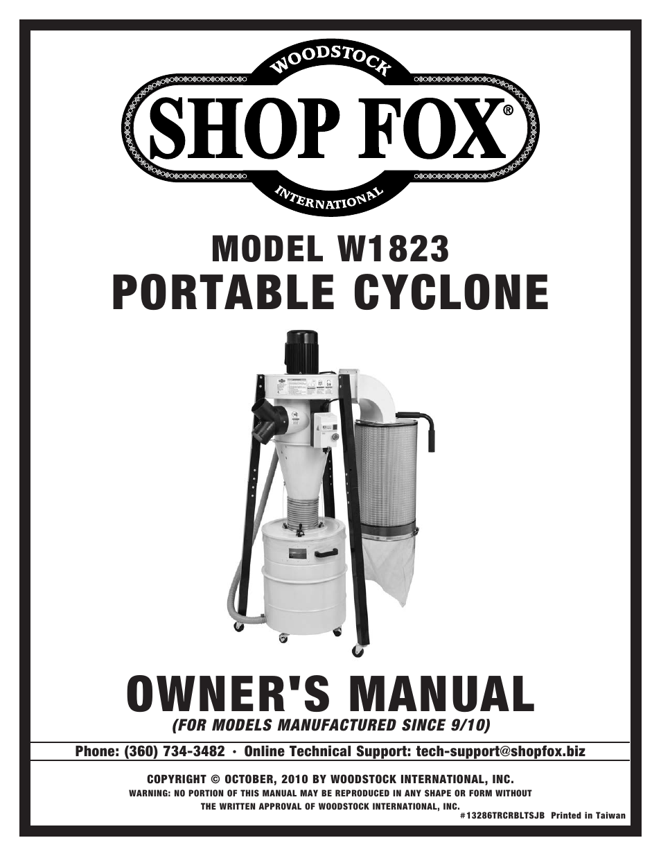 Woodstock PORTABLECYCLONE W1823 User Manual | 44 pages