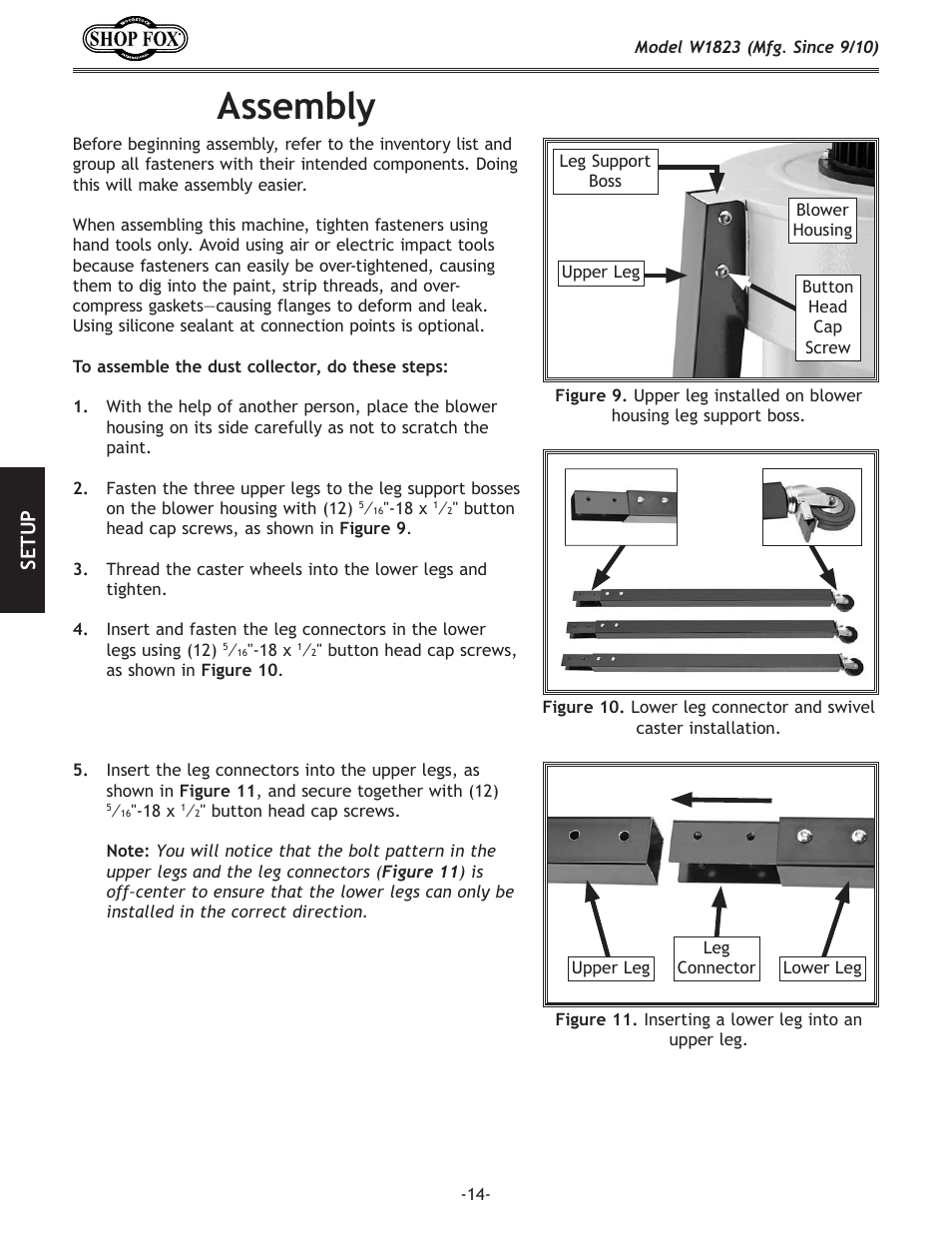 Assembly, Se tu p | Woodstock PORTABLECYCLONE W1823 User Manual | Page 16 / 44