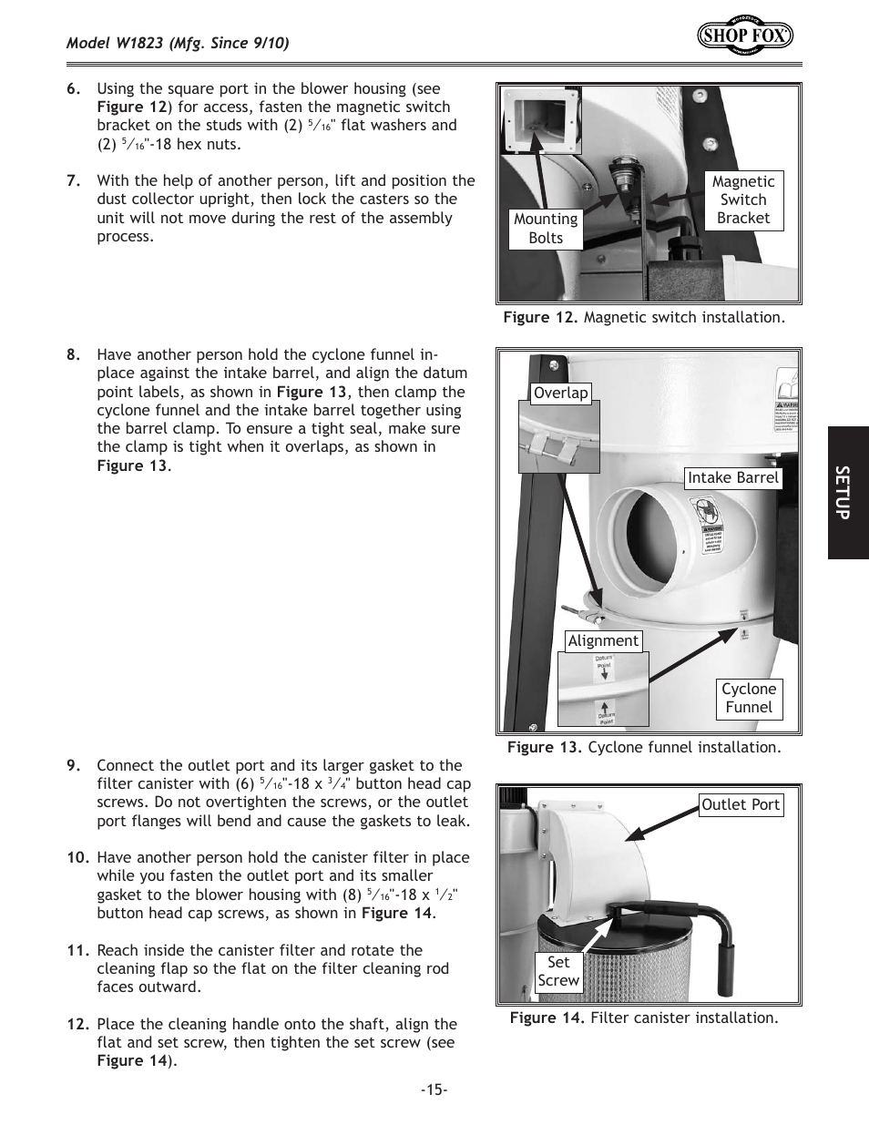 Se tu p | Woodstock PORTABLECYCLONE W1823 User Manual | Page 17 / 44