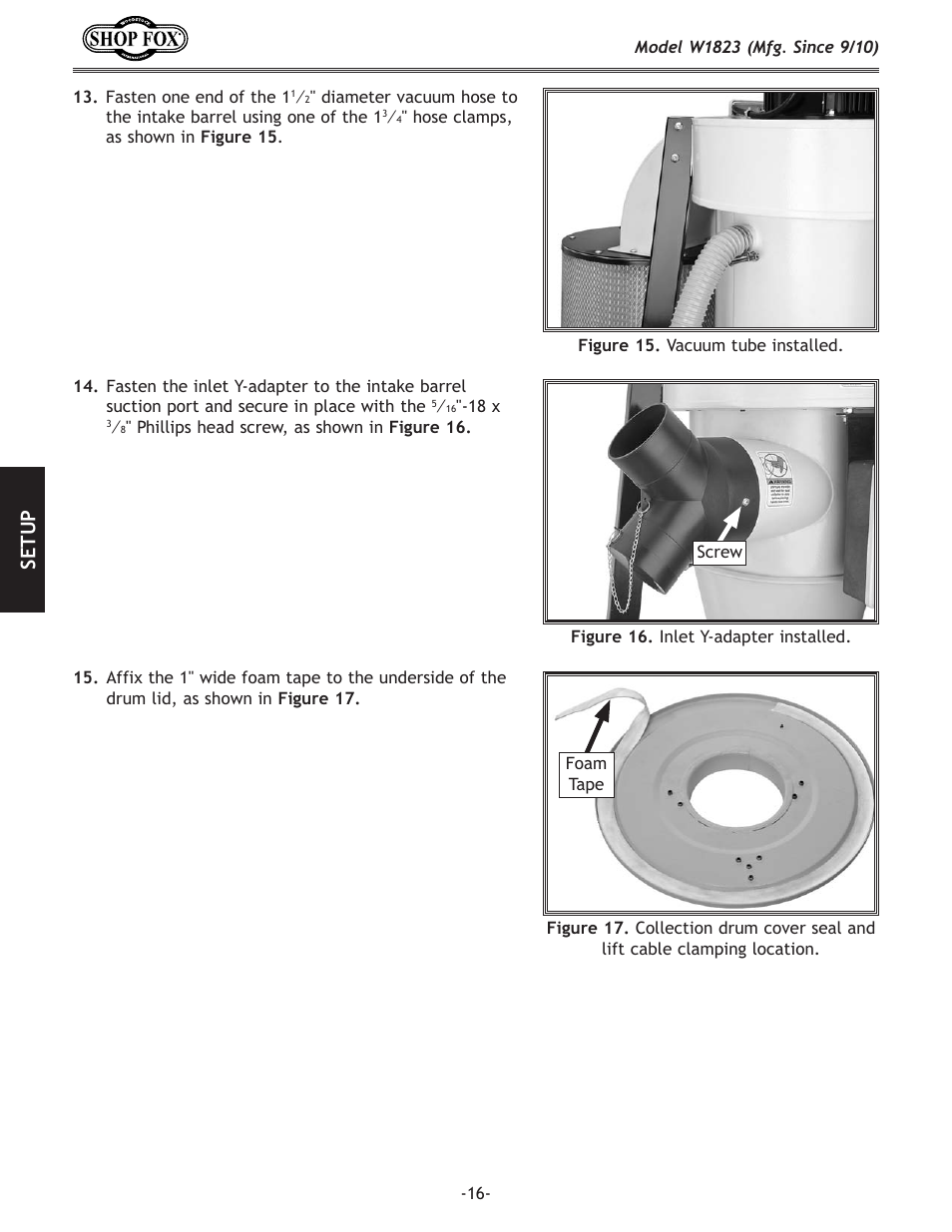 Se tu p | Woodstock PORTABLECYCLONE W1823 User Manual | Page 18 / 44