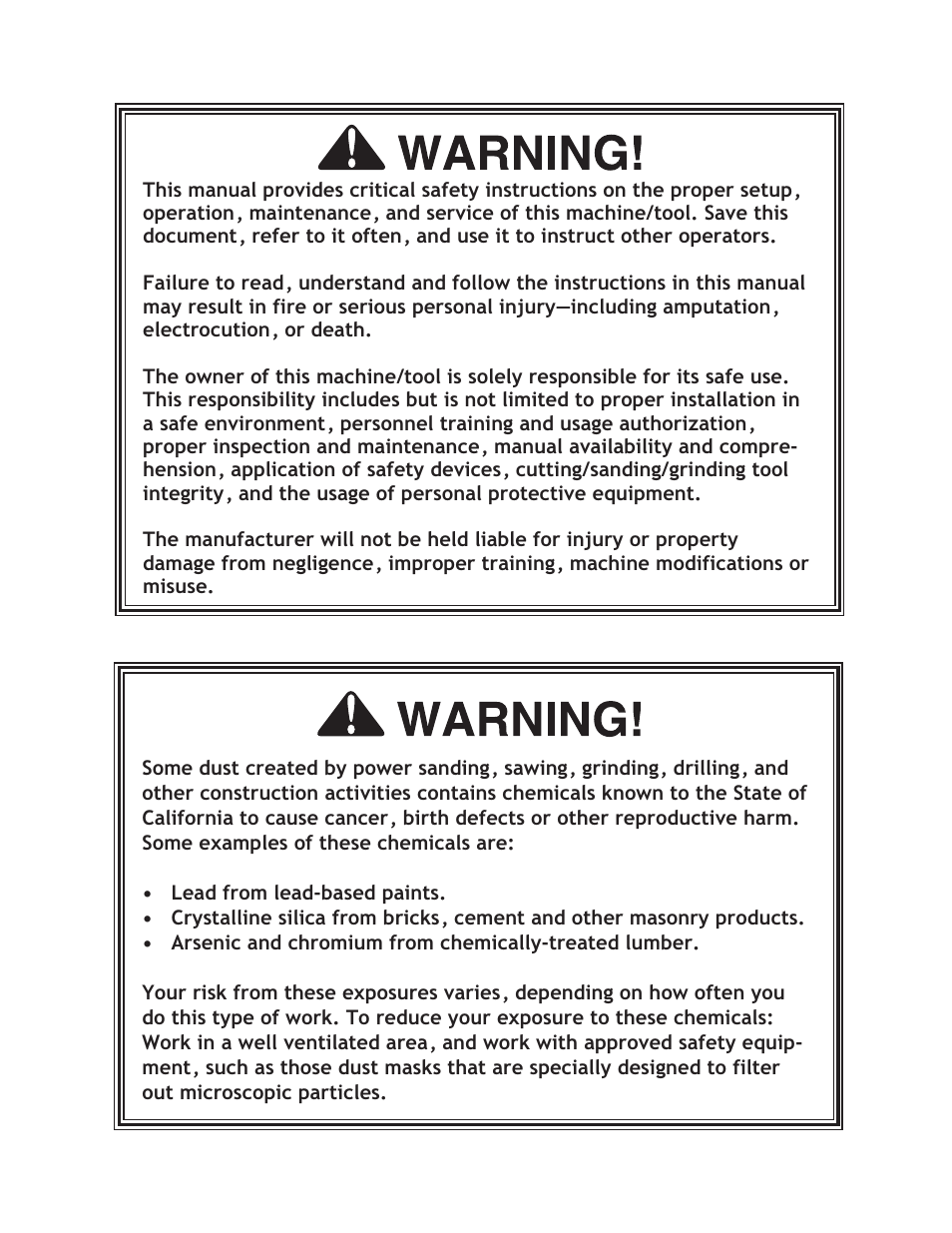 Woodstock PORTABLECYCLONE W1823 User Manual | Page 2 / 44