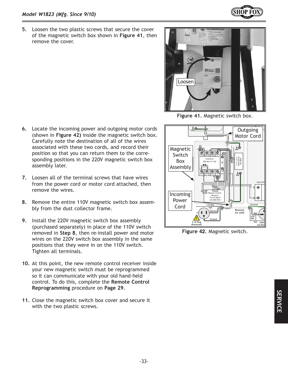 Se rv ic e | Woodstock PORTABLECYCLONE W1823 User Manual | Page 35 / 44